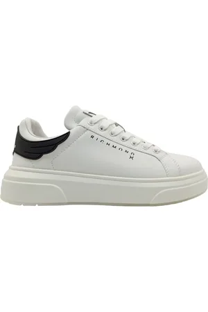 John Richmond Sko, Herre, Hvid, 43 EU, Læder, Hvide lædersneakers med gummibelagt bagside