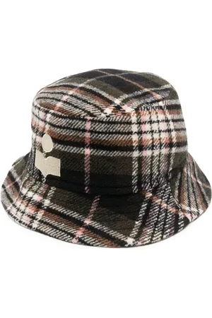 Isabel Marant Tilbehør, Herre, Grøn, 59 CM, Uld, Haleyh Uldblanding Ternet Bucket Hat