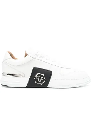 Philipp Plein Sko, Herre, Hvid, 44 EU, Læder, Hexagonale Low-top Sneakers