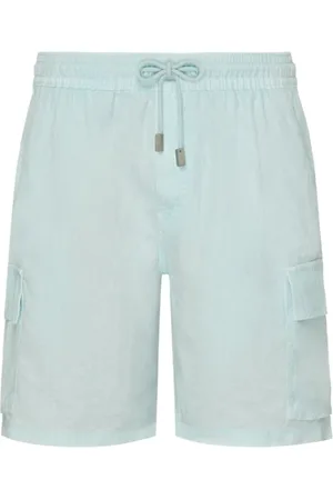 Vilebrequin Shorts, Herre, Blå, 2XL, Linned, farvestof linned Bermuda shorts med cargolommer til mænd