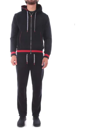 Kiton Sport, Herre, Blå, 2XL, Bomuld, Bomulds Joggingdragt med Justerbar Hættetrøje
