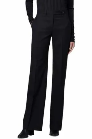 Paul Smith Bukser, Dame, Sort, XL, Uld, Sort Straight Wide Leg Bukser