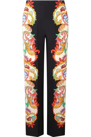 Etro Bukser, Dame, Flerfarvet, S, Uld, Silkeblomst Palazzo Bukser