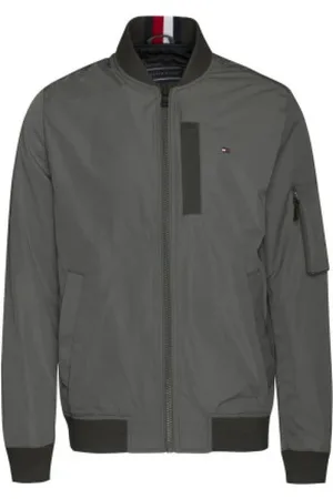 Tommy Hilfiger Jakke, Herre, Grå, L, Uld, Stribet Bomber Jakke