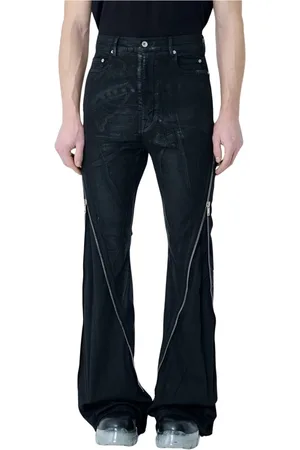Rick Owens Jeans, Herre, Sort, W28, Bomuld, Coated Zip-Around Banan Jeans