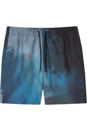 Paul Smith Shorts, Herre, Blå, L, Uld, Brush Stroke Print Shorts