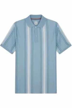 Paul Smith Top, Herre, Blå, L, Bomuld, Hvid Stribet Bomuldspolo