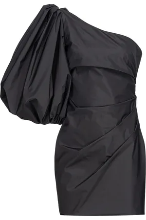 Pinko Kjole, Dame, Sort, XS, Uld, One-shoulder Taffeta Mini Kjole