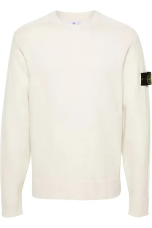 Stone Island Strik, Herre, , 2XL, Uld, Uldblandingstrøje med Kompas Badge