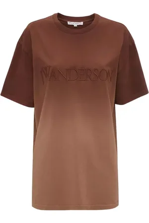 J.W.Anderson Top, Dame, Brun, XS, Bomuld, Logo Broderi Gradient T-shirt