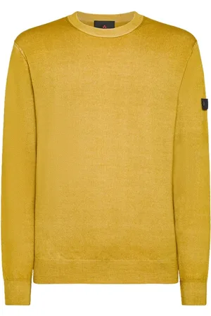 Peuterey Strik, Herre, Gul, M, Uld, Strikket Uld Sweater Acid Washed