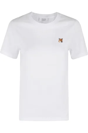 Maison Kitsuné Top, Dame, Hvid, L, Fox Head Patch T-shirt