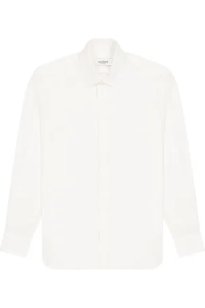 LANEUS Skjorte, Herre, Hvid, XL, Silke crepe de chine skjorte