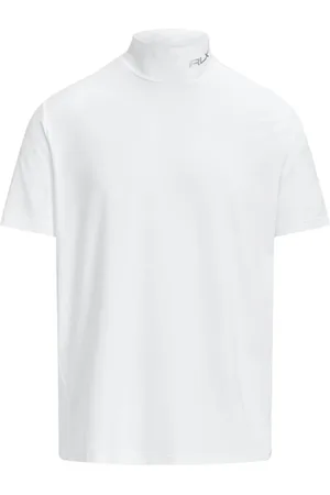 Ralph Lauren Top, Herre, Hvid, XL, Polyester, Mock Neck Logo T-Shirt