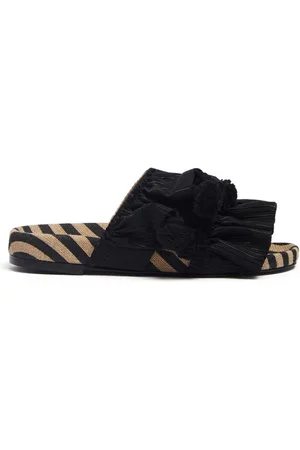 La DoubleJ Sko, Dame, Sort, 38 EU, Tweed, Pimento Slide - Sandaler med fodseng i Spring Tweed