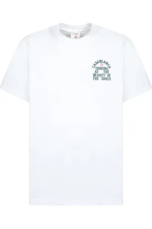 Casablanca Top, Herre, Hvid, M, Bomuld, Minimalist Hvid T-shirt med Intriguerende Logo