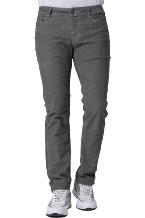 Jacob Cohen Jeans, Herre, Grå, W31, Teksturerede Taupe Velvet Slim Fit Jeans