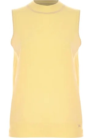 Kocca Top, Dame, Gul, XS, Uld, Ribstrikket Tanktop med Høj Hals