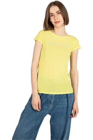Patrizia Pepe Top, Dame, Gul, M, Uld, Fitted Jetfly T-Shirt