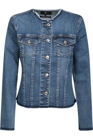 7 for all Mankind Jakke, Dame, Blå, XS, Bomuld, Blå Jakke Forhøj Garderobe Elegant Design