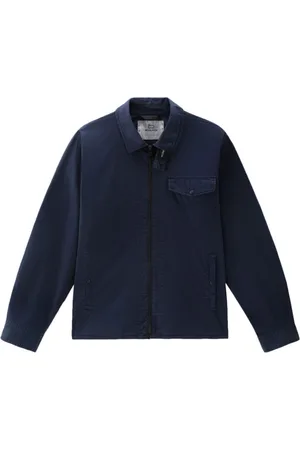 Woolrich Skjorte, Herre, Blå, L, Bomuld, Blå Bomuld Gabardine Lynlås Skjorte