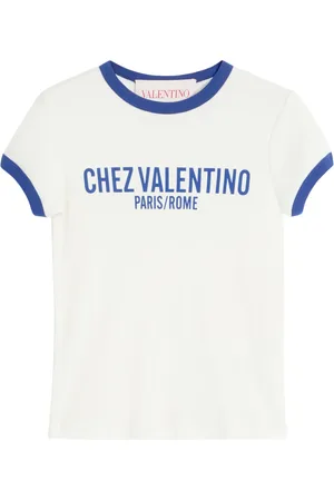 VALENTINO GARAVANI Top, Dame, Hvid, M, Bomuld, Crewneck Chez Valentino Print T-Shirt