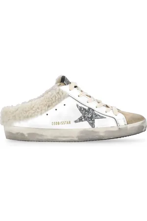 Golden Goose Sko, Dame, Hvid, 39 EU, Læder, Hvide Lædersandaler med Shearling-detalje