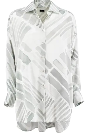 Kiton Bluser & Skjorter, Dame, Grå, XS, Silkeskjorte med all-over print