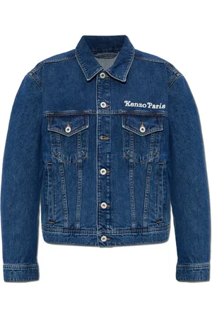 Kenzo Jakke, Dame, Blå, S, Denim, Denimjakke med barkbroderi