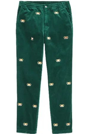 Ralph Lauren Bukser, Herre, Grøn, XL, Bomuld, Broderede Cordfløjls Prepster Bukser