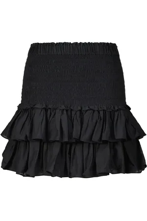 Isabel Marant Nederdel, Dame, Sort, XS, Bomuld, Ruffled A-line Mini Skirt