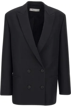 Serafini Jakke, Dame, Sort, 2XS, Uld, Sort Oversize Blazer med Peak Lapel