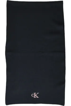 Calvin Klein Tilbehør, Dame, Sort, ONE SIZE, Uld, Broderet Monogram Tørklæde
