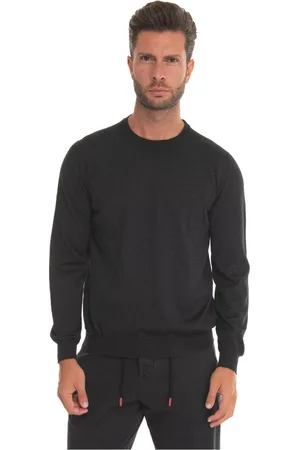 Kiton Sweathshirts & Hoodies, Herre, Sort, L, Cashmere, Washed Out Rundhalspullover