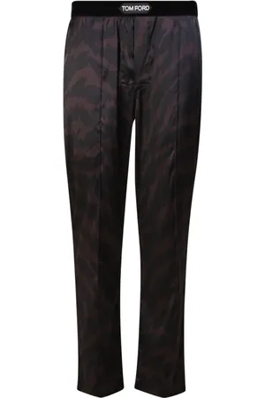 Tom Ford Nightwear & Lounge, Herre, Lilla, S, Mønstrede Silkepyjamasbukser