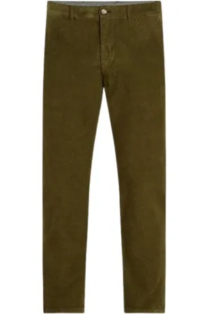 Tommy Hilfiger Bukser, Herre, Grøn, W38, Bomuld, Cordfløjls Straight Fit Chino Bukser