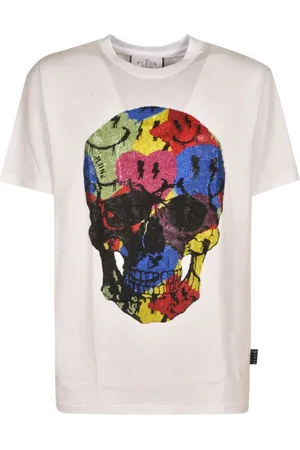 Philipp Plein Top, Herre, Hvid, XL, Uld, Stilfulde hvide T-shirts og Poloshirts