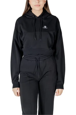 Converse Sweathshirts & Hoodies, Dame, Sort, XL, Bomuld, Sort hættetrøje med lomme