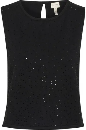 Part Two Top, Dame, Sort, S, Rhinestone Strikket Top