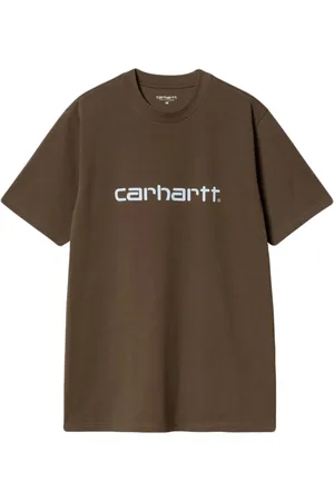 Carhartt Top, Herre, Brun, S, Bomuld, Brun Bomuld T-shirt med Logo Broderi