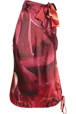 Roberto Cavalli Top, Dame, Flerfarvet, S, Rød Silke Elegant Topwear