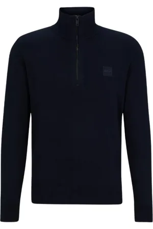 HUGO BOSS Strik, Herre, Blå, S, Uld, Stilfuld Vesta Rullekrave
