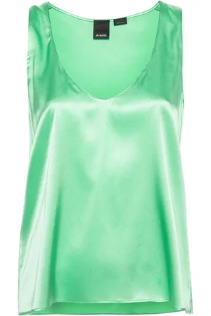 Pinko Top, Dame, Grøn, 2XS, Uld, Mazzolino Marzemino Stilfuld Ærmeløs Top