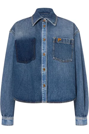 Serafini Bluser & Skjorter, Dame, Blå, S, Denim, Patchwork Denim Skjorte