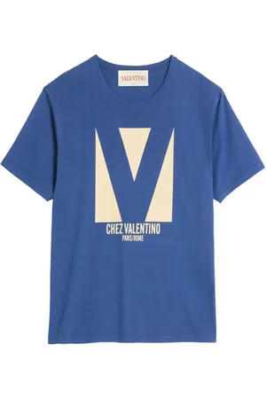 VALENTINO GARAVANI Top, Herre, Blå, L, Bomuld, Chez Valentino T-Shirt