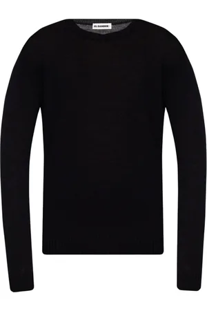 Jil Sander Strik, Herre, Sort, L, Uld, Crewneck uldsweater
