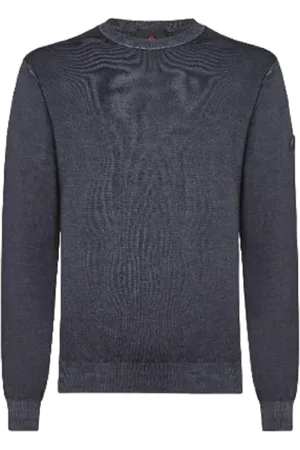 Peuterey Sweathshirts & Hoodies, Herre, Blå, L, Uld, Blå Acid-Farvet Merino Tricot Sweater