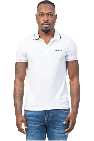 HUGO BOSS Top, Herre, Hvid, M, Bomuld, Hvid bomulds polo shirt med logo