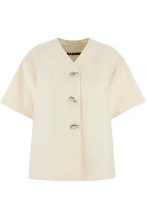 Jil Sander Jakke, Dame, , S, Bomuld, Elfenbensfarvet bomuldsjakke