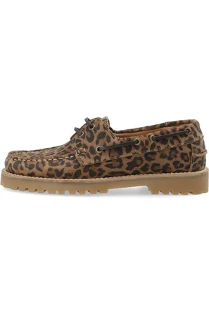 Cashott Sko, Dame, Brun, 37 EU, Læder, Lena Bådsko Ruskind Leopard Print